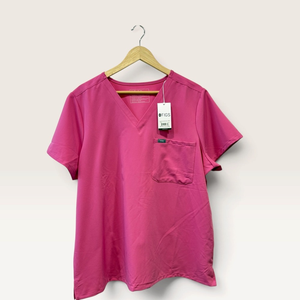 FIGS Catarina One Pocket Scrub Top Pink XXL V-Neck Technical Collection 1002618